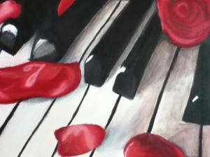 Res: (Painting: Piano with Rose Petals by X-xCharryBlossomx-X) Site: x-xcharryblossomx-x.deviantart.com 